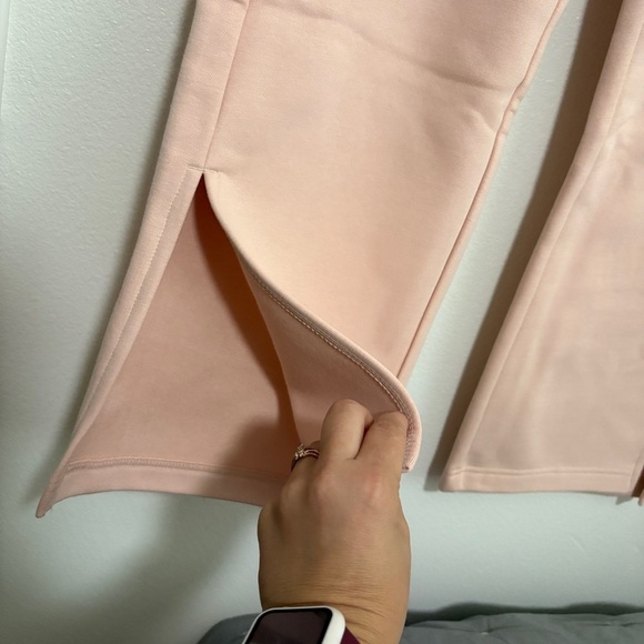 NEW Pact Sz Small Blush Posey Pink Sweatpants Courtside Side Slit‎ Flare Fleece - Picture 4 of 7